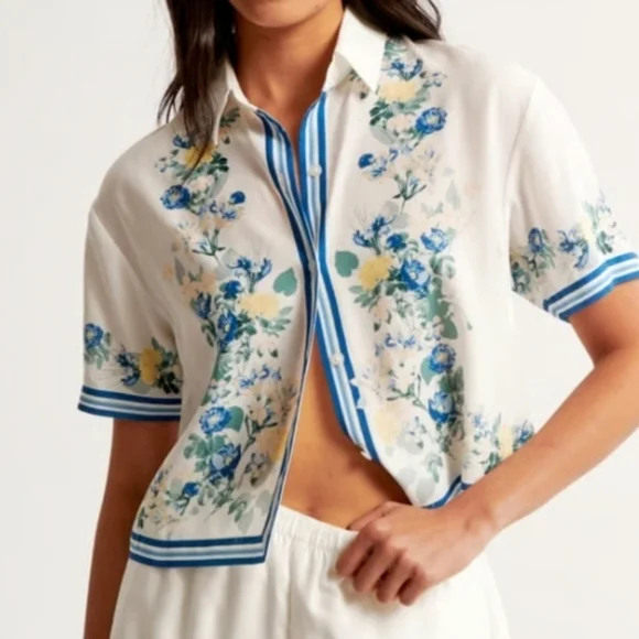 Abercrombie & Fitch AF Outfit 2PC Lounge Casual PJ Top Shorts Set S - Picture 2 of 9